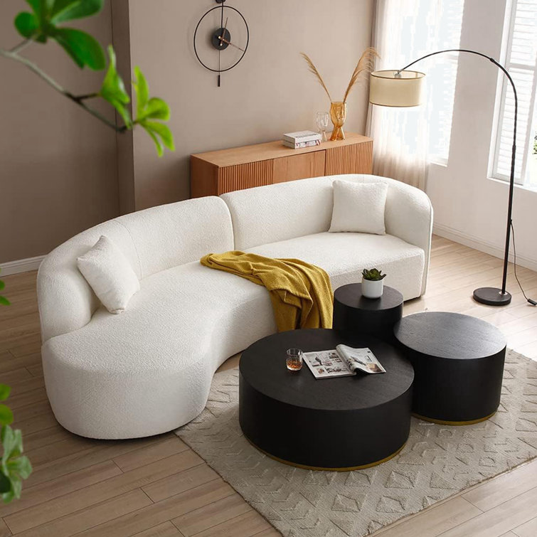 Curved loveseat on sale with ottoman